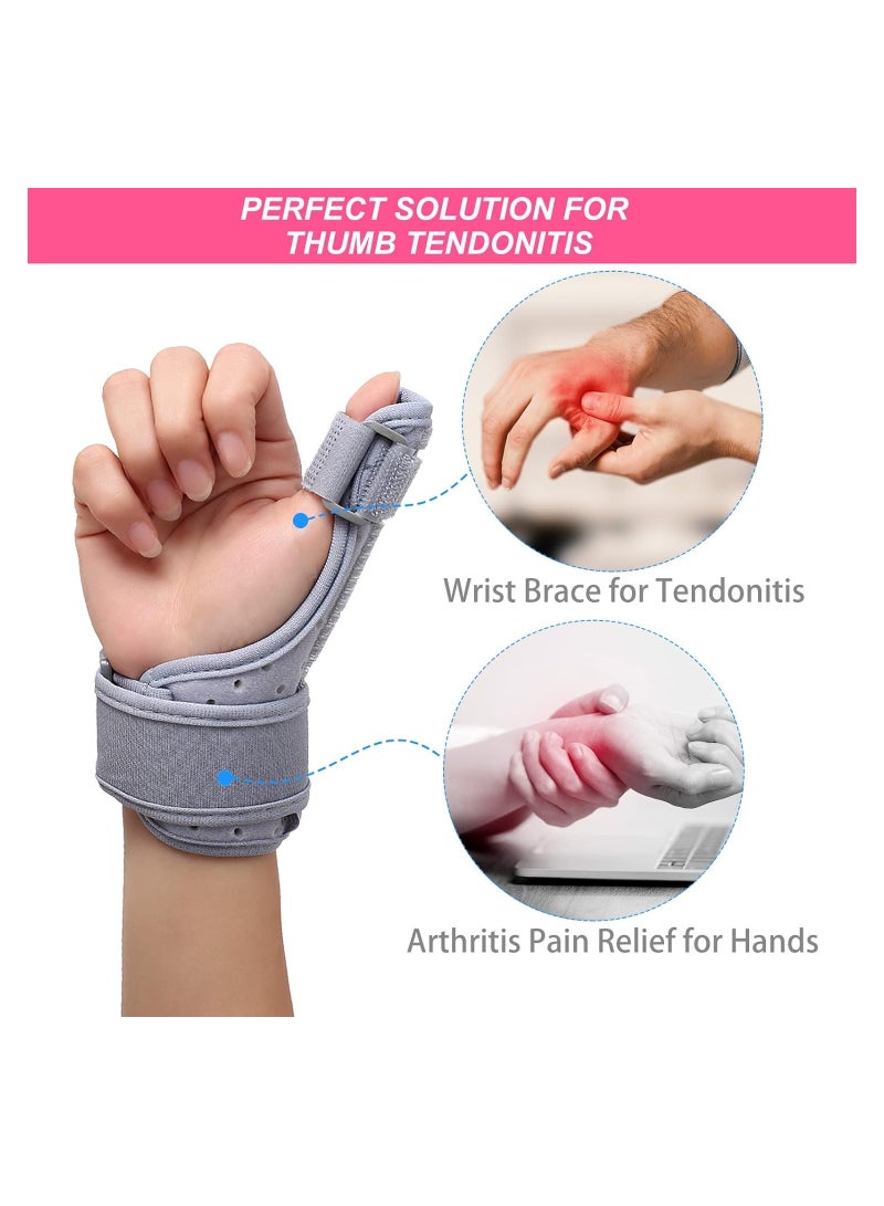 RATSAW Reversible Thumb and Wrist Brace for Both Hands Comfortable Spica Support Splint for Sprains Arthritis BlackBerry Thumb Lightweight and Breathable Unisex Gray 1 Pack  - Image 2