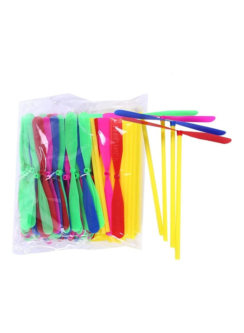 20 قطعة من لعبة طائرة هليكوبتر يدوية، مروحية يدوية مصنوعة من الخيزران على شكل يعسوب، مروحة بلاستيكية قابلة للفرك باليد، لعبة خارجية للأطفال، هدايا حفلات طائرة (لون عشوائي) - Image 1