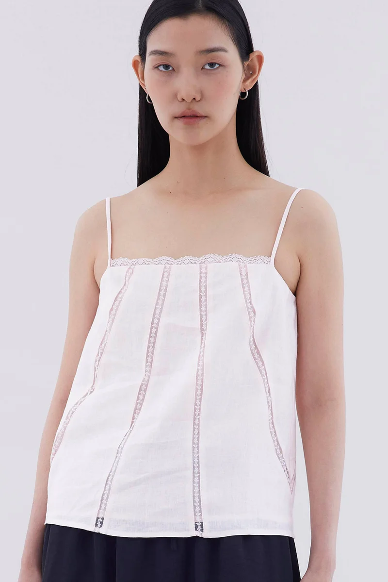 ذا اديتورز ماركت Marison Lace-Trim Panelled Top