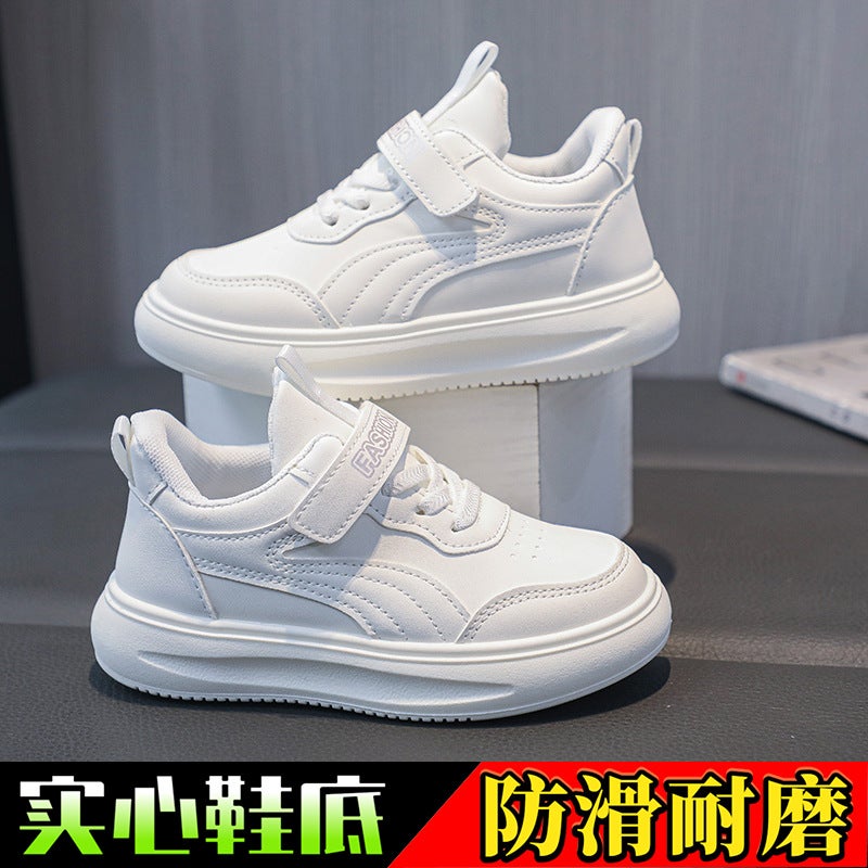 Children'S White Shoes Fleece-Lined Boys And Girls Sneakers Winter New Student Performance Shoes Warm And Thickeneded Cotton Sneakers - Image 1