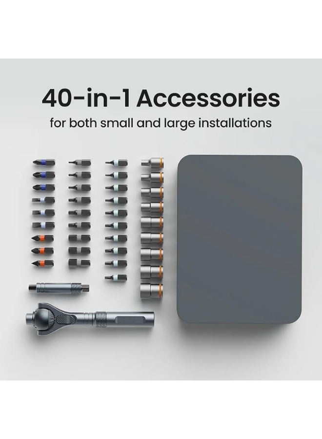 40-in-1 Multi Bit Magnetic Screwdriver Set Upgraded 2025 with Detachable Ratchet Handle|180 Rotating|Ratcheting Screwdriver Set for Electrical,Automotive,Mechanical,Bicycle,Furniture Repair - Image 2