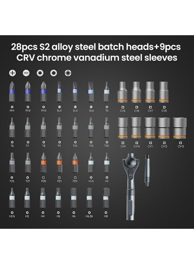 40-in-1 Multi Bit Magnetic Screwdriver Set Upgraded 2025 with Detachable Ratchet Handle|180 Rotating|Ratcheting Screwdriver Set for Electrical,Automotive,Mechanical,Bicycle,Furniture Repair - Image 3