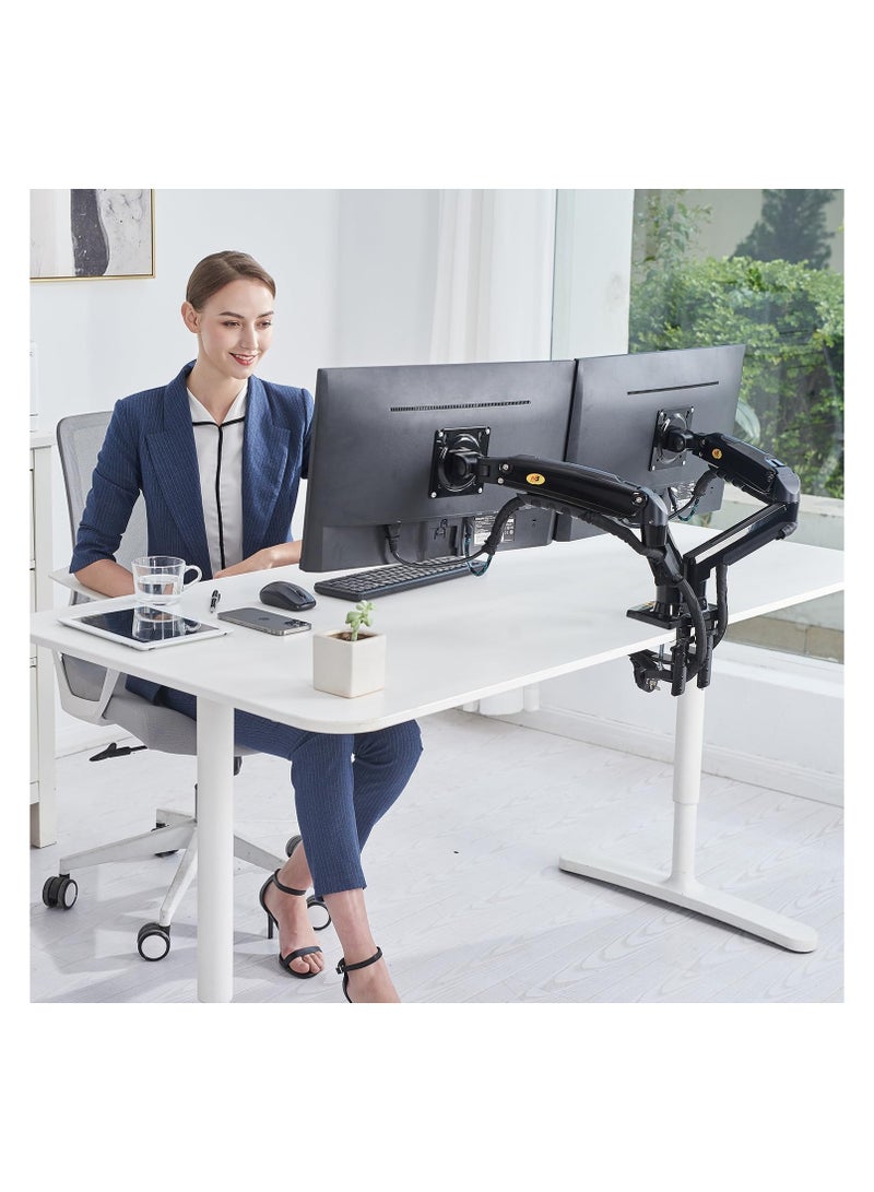 NB Dual Monitor Desk Mount Stand Full Motion Swivel Computer Monitor Arm for Two Screens 17-27 Inch with 4.4~19.8lbs Load Capacity for Each Display F160 - Image 2