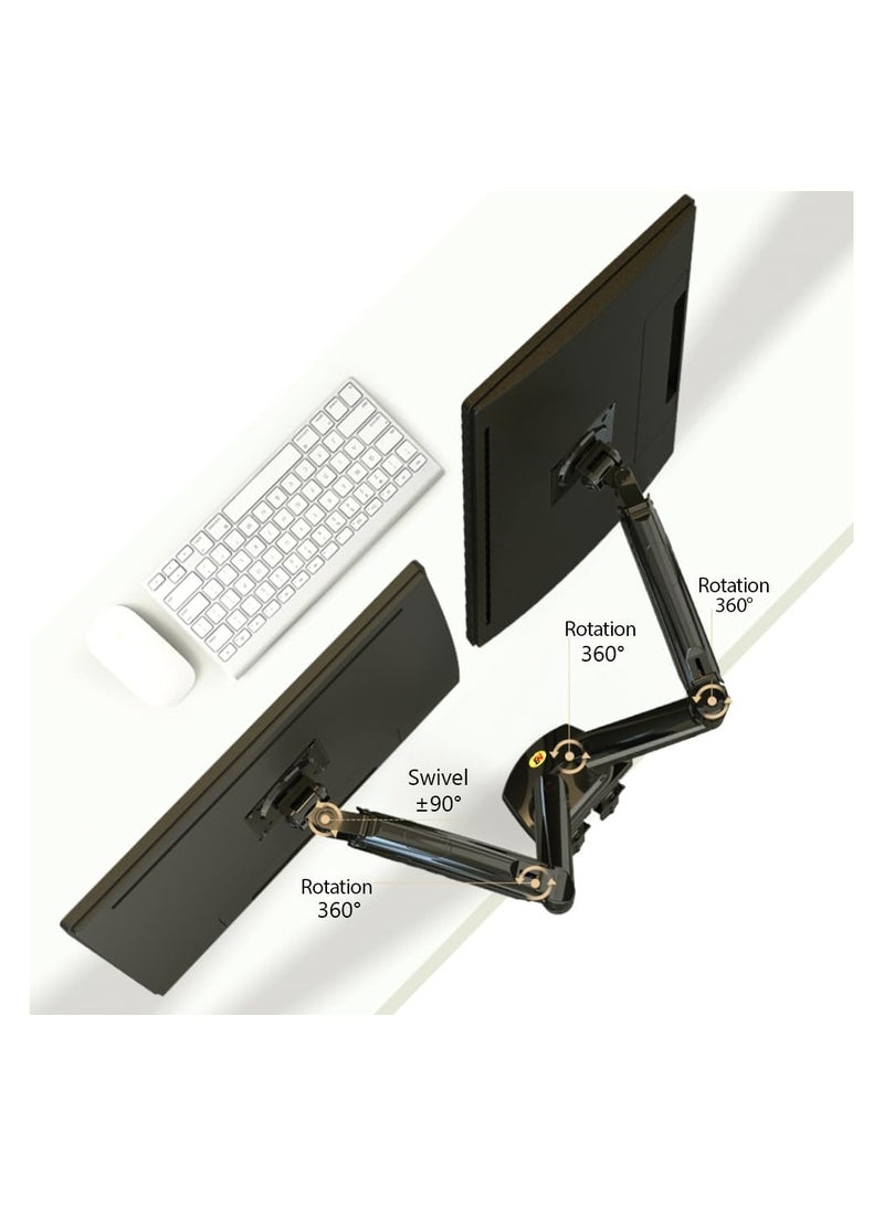 NB Dual Monitor Desk Mount Stand Full Motion Swivel Computer Monitor Arm for Two Screens 17-27 Inch with 4.4~19.8lbs Load Capacity for Each Display F160 - Image 3