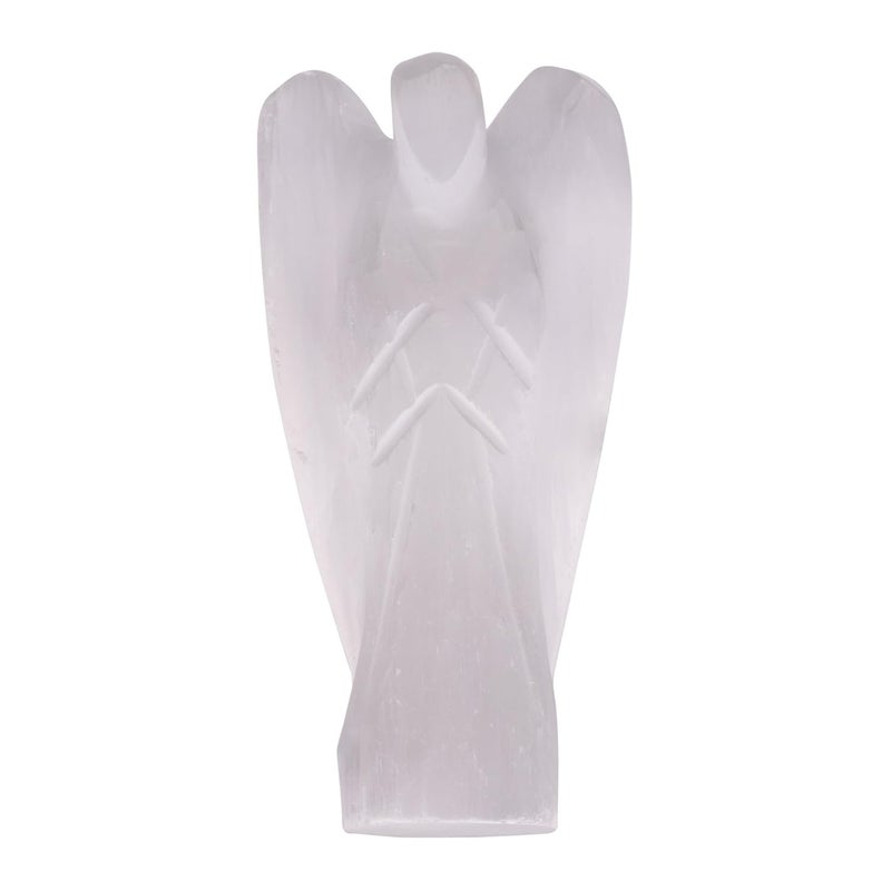 Plus Value Natural Pocket Selenite Angel Guardian Statue Figurine Handcarved Reiki Chakra Aura Healing Crystal 2 Inches - Image 1