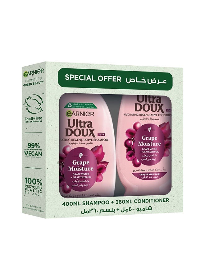 Garnier Ultra Doux Grape Moisture Shampoo 400 ML+ Conditioner 360ML - Image 1