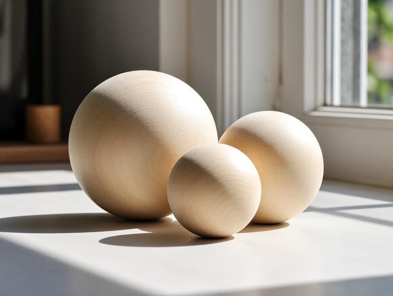 CYS EXCEL 3.5" Decorative Wood Ball (2 PCS) | Natural Round Unfinished Wood Sphere | DIY Arts & Crafts Wooden Balls - Image 3