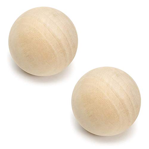 CYS EXCEL 3.5" Decorative Wood Ball (2 PCS) | Natural Round Unfinished Wood Sphere | DIY Arts & Crafts Wooden Balls - Image 1