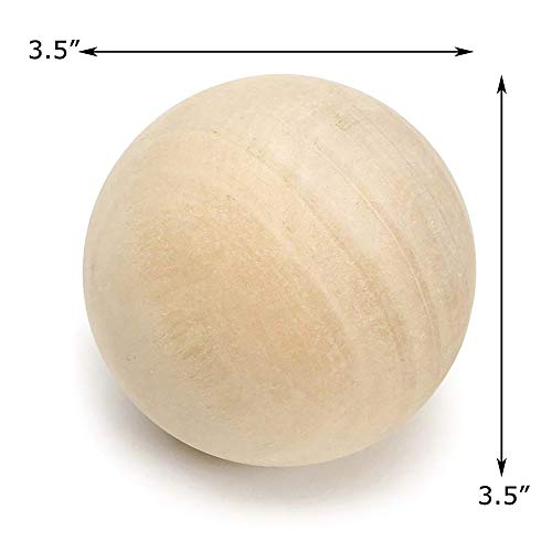 CYS EXCEL 3.5" Decorative Wood Ball (2 PCS) | Natural Round Unfinished Wood Sphere | DIY Arts & Crafts Wooden Balls - Image 2