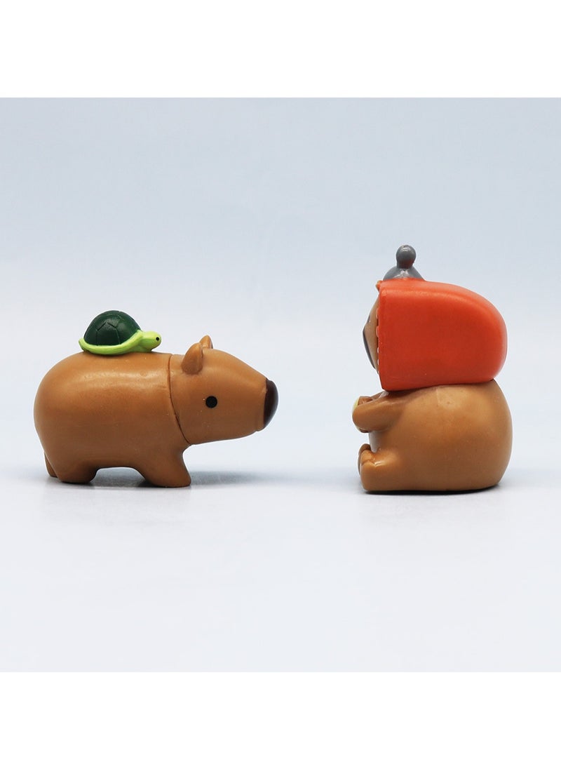 Six-Piece Set Of Capybara Figures Model Ornaments Suitable For Collection And Gift ,Bag Pack