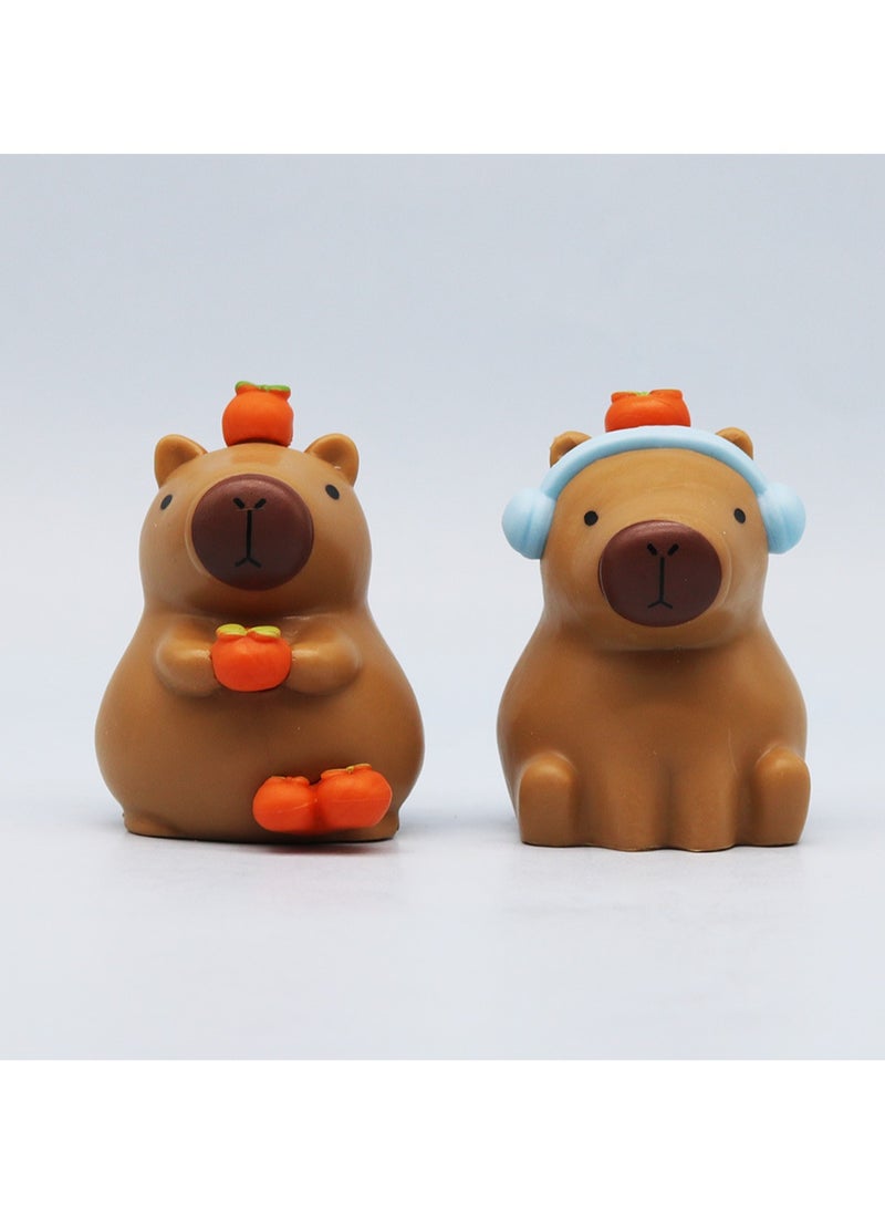 Six-Piece Set Of Capybara Figures Model Ornaments Suitable For Collection And Gift ,Bag Pack