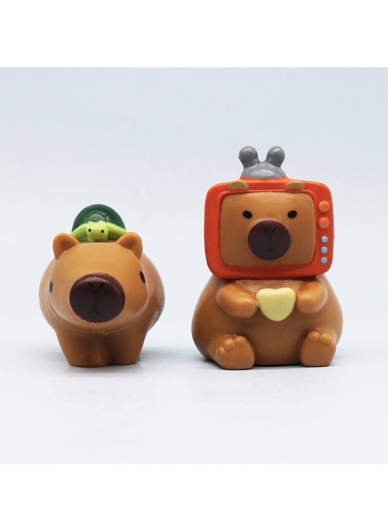 Six-Piece Set Of Capybara Figures Model Ornaments Suitable For Collection And Gift ,Bag Pack