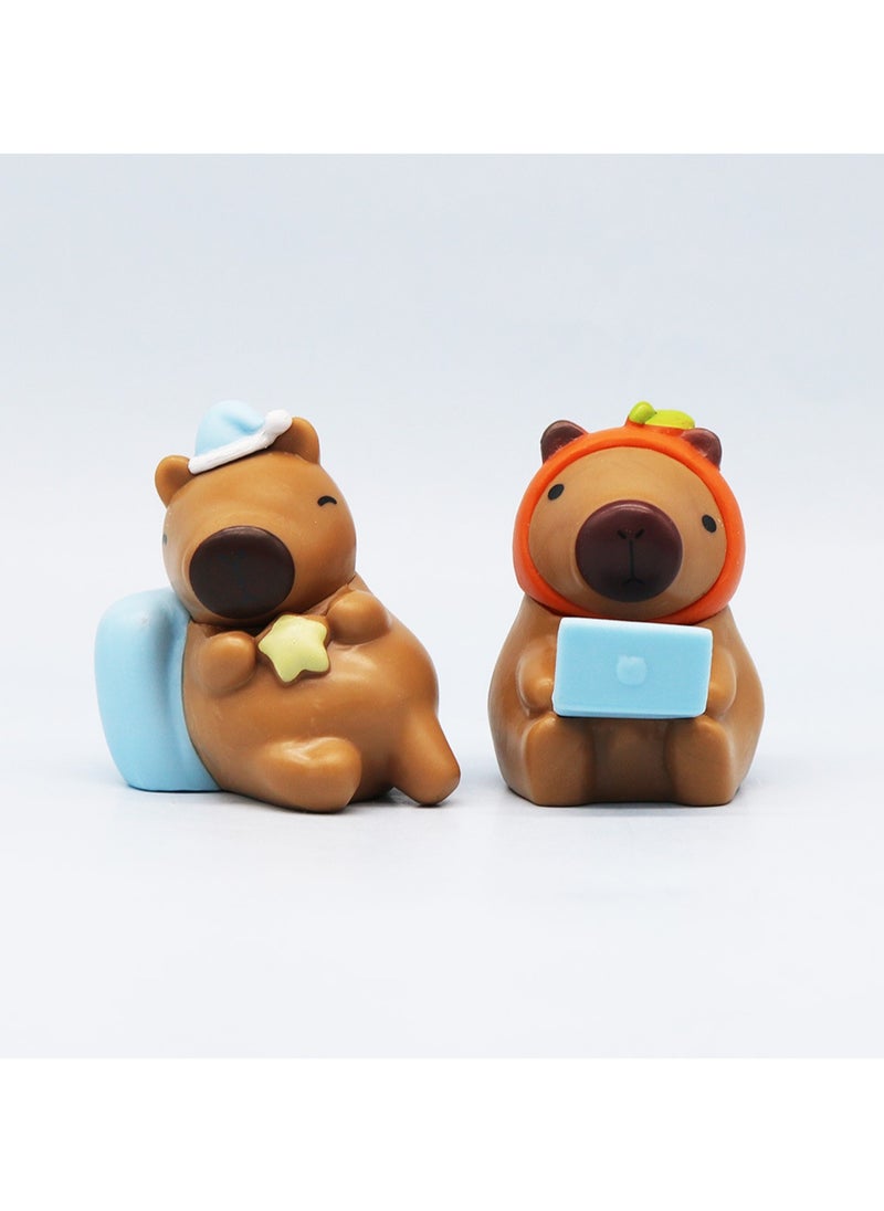Six-Piece Set Of Capybara Figures Model Ornaments Suitable For Collection And Gift ,Bag Pack