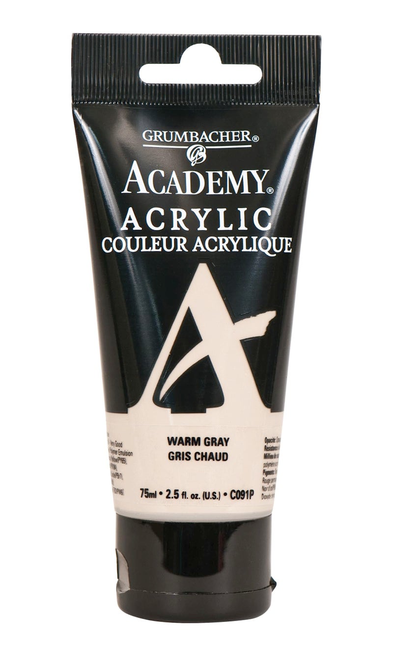 Grumbacher Academy Acrylic Paint, Gloss, 75ml/2.5 Ounce Plastic Tube, Warm Gray (C091P) - Image 1