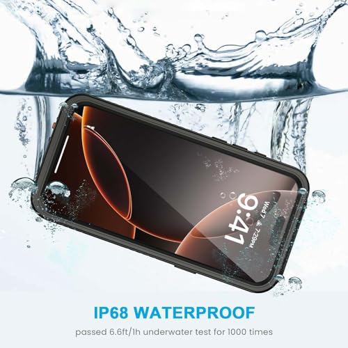 Lanhiem for iPhone 16 Pro Max Waterproof Case Dustproof Case Builtin Screen Protector Camera Protection 360 Full Body Heavy Duty Waterproof Phone Case 69 BlackClear - Image 3