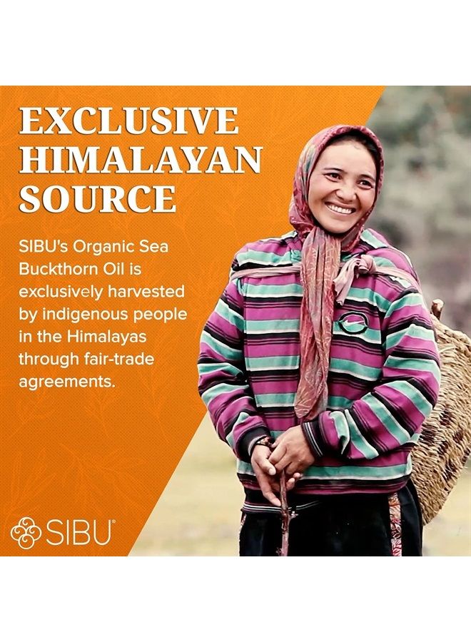 SIBU أوميغا-7 كبسولات لينة، زيت البحر النبق العضوي من الهيمالايا (180 حبة)، 365 ملغ أوميغا-7 لكل جرعة مضمونة – مكمل لصحة البشرة والشعر والأظافر والجفاف - Image 2