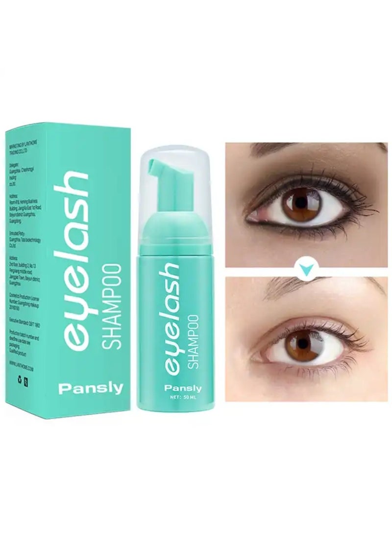 PANSLY 50ml Lash Shampoo for Eyelash Extension Eyelash Extension Cleanser Kit with Shampo Cleaning Brush Mascara Brush No stimulation For Professional Salon and Home Use Lash Extension  - Image 2