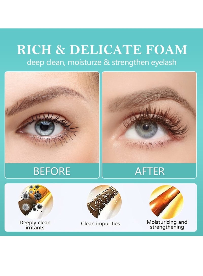 PANSLY 50ml Lash Shampoo for Eyelash Extension Eyelash Extension Cleanser Kit with Shampo Cleaning Brush Mascara Brush No stimulation For Professional Salon and Home Use Lash Extension  - Image 5