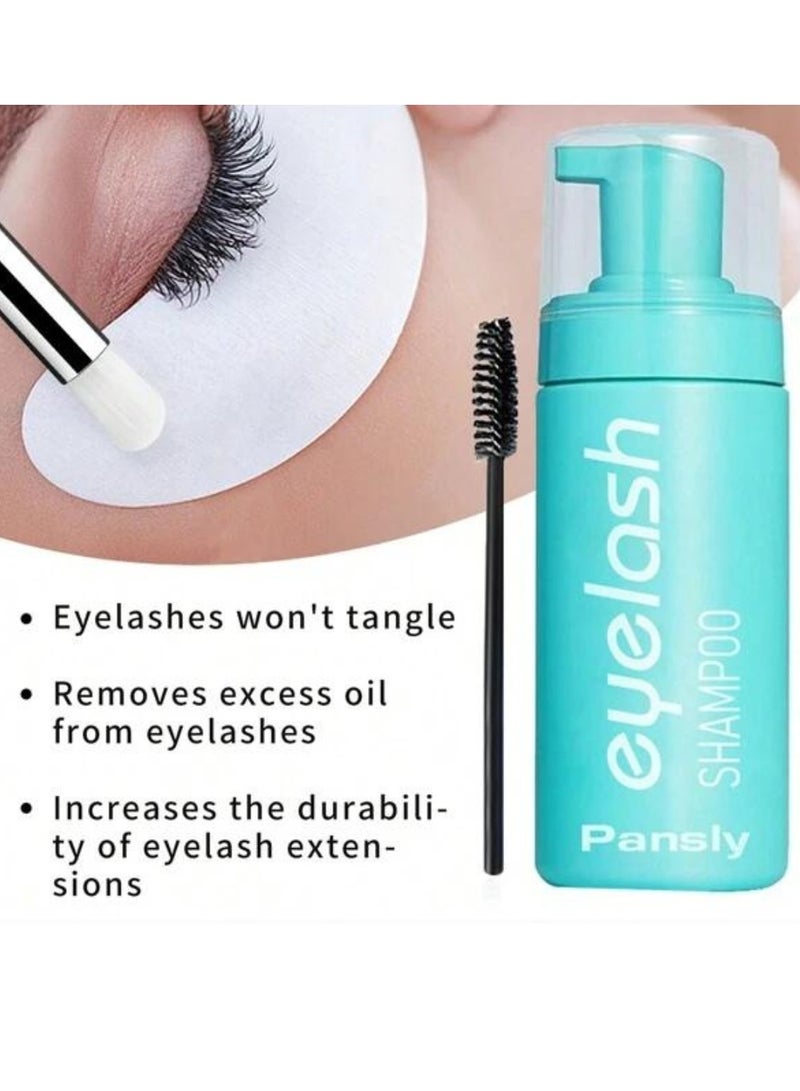 PANSLY 50ml Lash Shampoo for Eyelash Extension Eyelash Extension Cleanser Kit with Shampo Cleaning Brush Mascara Brush No stimulation For Professional Salon and Home Use Lash Extension  - Image 4