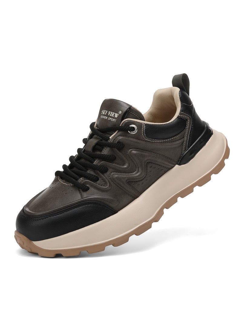 Sky View Men's Fashion dress sneakers Casual Business Work indoor outdoor lightweight Breathable All-match Walking Shoes Sports Lace Up Soft Sole Comfort Shoes - Image 1