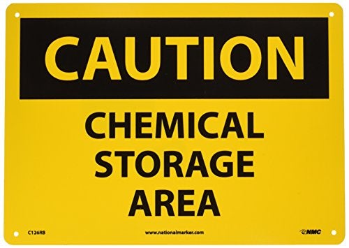 NMC C126RB OSHA Sign, Legend "CAUTION - CHEMICAL STORAGE AREA", 14" Length x 10" Height, Rigid Plastic, Black on Yellow - Image 2
