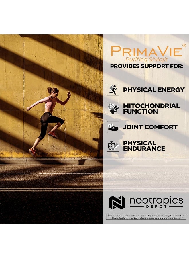 Primavie Shilajit Capsules | 250Mg | 90 Count | Purified Extract | Ayurvedic Herb | Supports Mitochondrial Function + Boosts Endurance