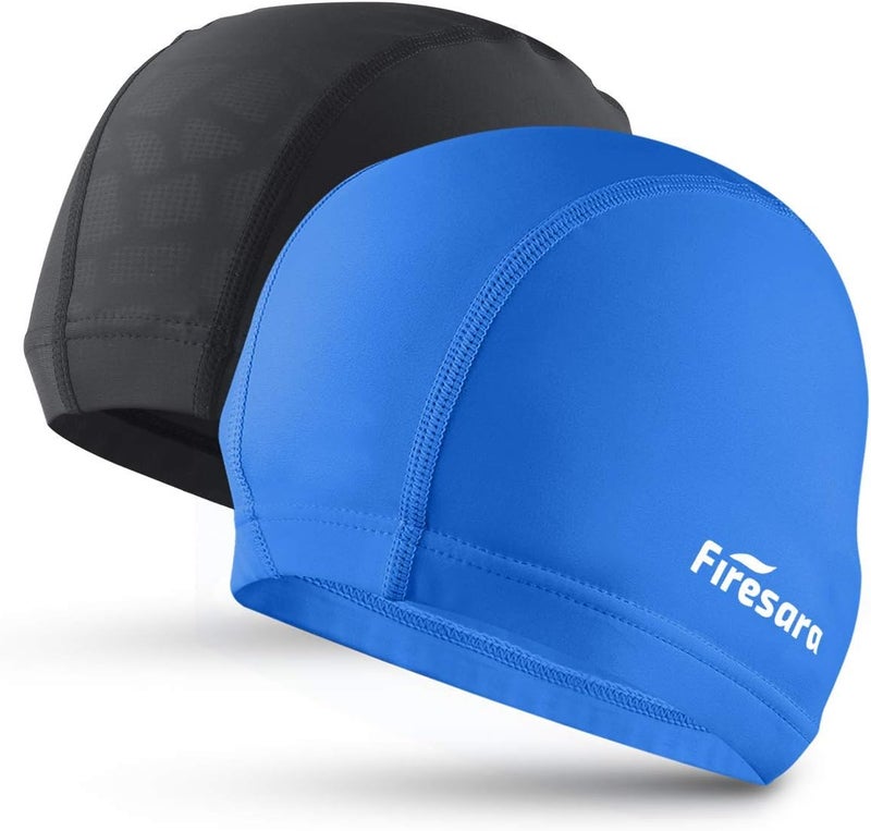 Firesara Fabric Swim Cap, High Elasticity Swimming Cap Keeps Hair Clean Breathable Fit Both Long Hair Short Hair, Swim Caps Woman Girls Men Kids One Size Hat - Image 1