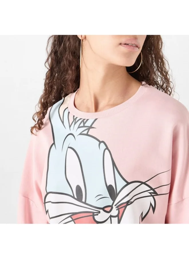 SP Characters Bugs Bunny Print Sweatshirt with Crew Neck and Long Sleeves