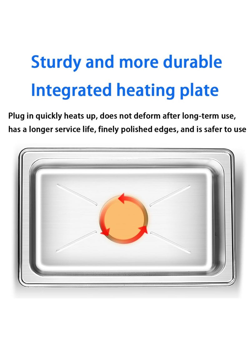 XiuWoo Electric Heating Buffet Stove, Portable Stainless Steel Self-Service Breakfast Stove Insulated Pot with Lid, Electric Heating Buffy Stove, Self-Service Holding Stove Breakfast Hob  - Image 3