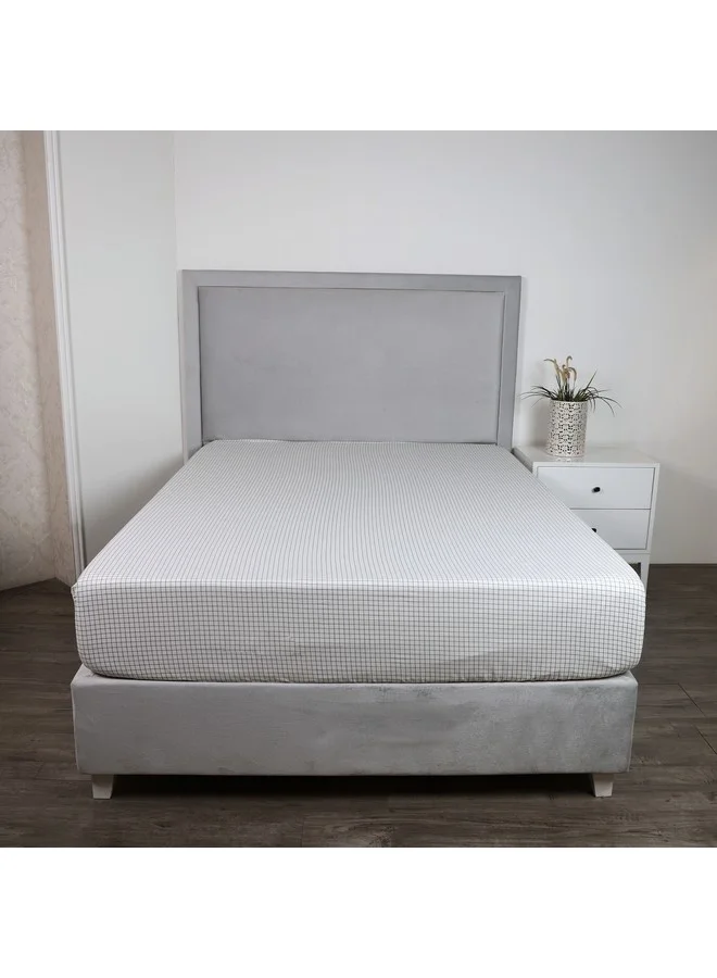Home Box Malta Stripe Printed Cotton Super King Fitted Sheet 200 x 33 x 200 cm