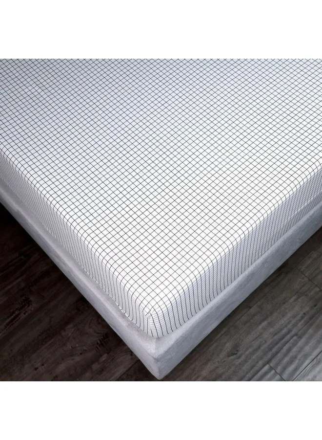 Home Box Malta Stripe Printed Cotton Super King Fitted Sheet 200 x 33 x 200 cm