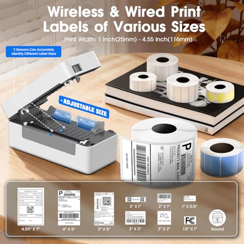 HIROBOT Bluetooth Thermal Label Printer | Adjustable Size | 4×6 Barcode Shipping Label Printer | Wireless High-Speed Print 3x5,2x1,Round,Etc | Print from Smartphone,Laptop,PC,Tablet | DHL,Amazon,Etc - Image 3
