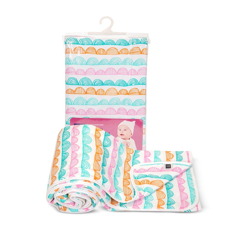 mee mee Mee Mee 2-in-1 Super Soft Baby Blanket & Wrapper | Cozy 3 Layer Blanket with Comfortable Muslin & Fleece (Assorted) for 0-2 Years (100X120 CM) - Image 1