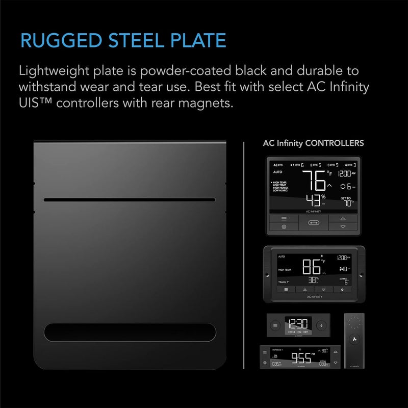 AC Infinity Grow Tent Mounting Plate 5x6”, Powder Coat Black Steel Platform for Controller Mounting and Lightproof Cable Management, Fit for CLOUDLAB Advance Grow Tents Slow wear optimized quality - Image 3