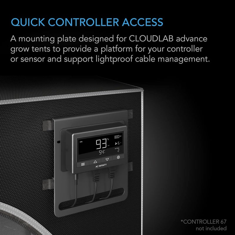 AC Infinity Grow Tent Mounting Plate 5x6”, Powder Coat Black Steel Platform for Controller Mounting and Lightproof Cable Management, Fit for CLOUDLAB Advance Grow Tents Slow wear optimized quality - Image 2