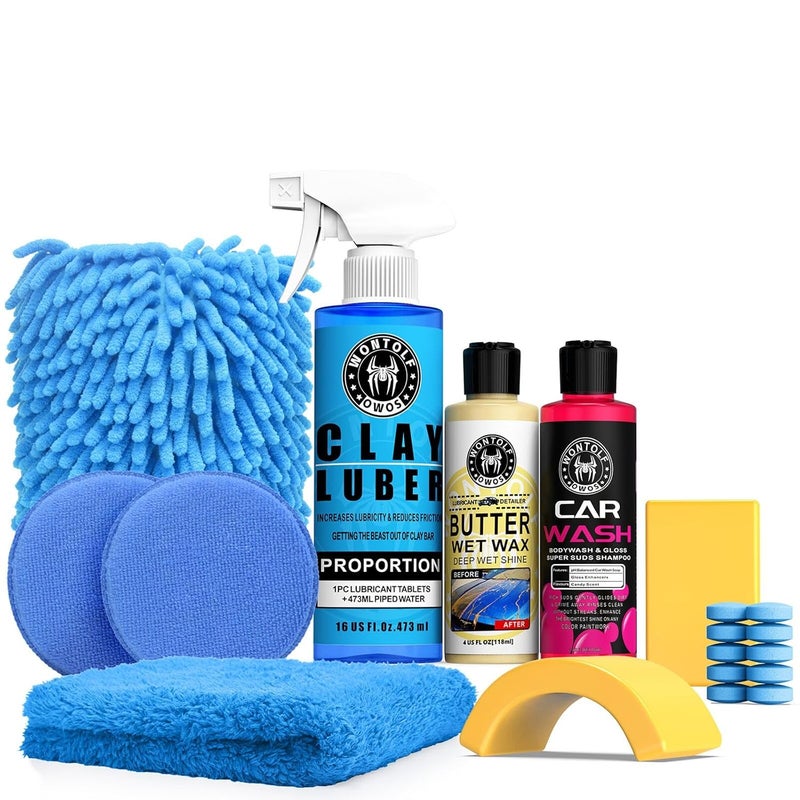 Wontolf Premium Grade Car Clay Bar Auto Detailing Kit, Clay Luber, Butter Wet Wax, Car Wash Soap - Complete Clay System Car Washing Detailing Kit- Maximum Gloss & Unsurpassed Slickness(9 Items) - Image 1