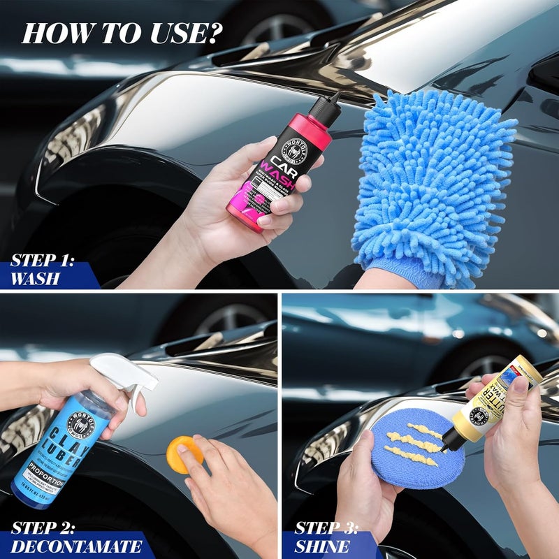 Wontolf Premium Grade Car Clay Bar Auto Detailing Kit, Clay Luber, Butter Wet Wax, Car Wash Soap - Complete Clay System Car Washing Detailing Kit- Maximum Gloss & Unsurpassed Slickness(9 Items) - Image 2