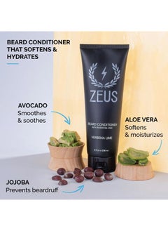 Zeus Beard Wash & Beard Conditioner Set with Green Tea for Men, Soften, Hydrates & Moisturizes - MADE IN USA (Verbena Lime)  - Image 3