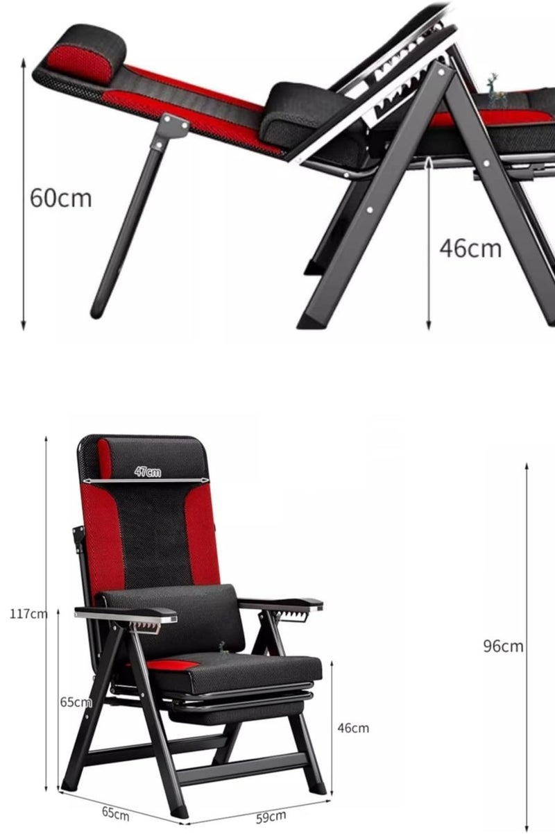 Harmony Homes Harmony Home Adjustable Zero Gravity Recliner Chair with Padded Headrest & Lumbar Pillow – Foldable Patio Lounger for Outdoor & Indoor Use – Red & Black - Image 4