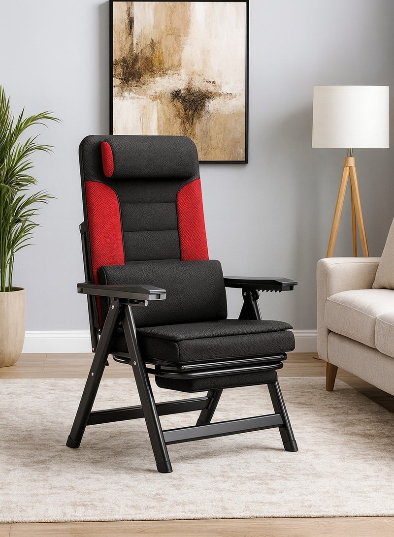 Harmony Homes Harmony Home Adjustable Zero Gravity Recliner Chair with Padded Headrest & Lumbar Pillow – Foldable Patio Lounger for Outdoor & Indoor Use – Red & Black - Image 1