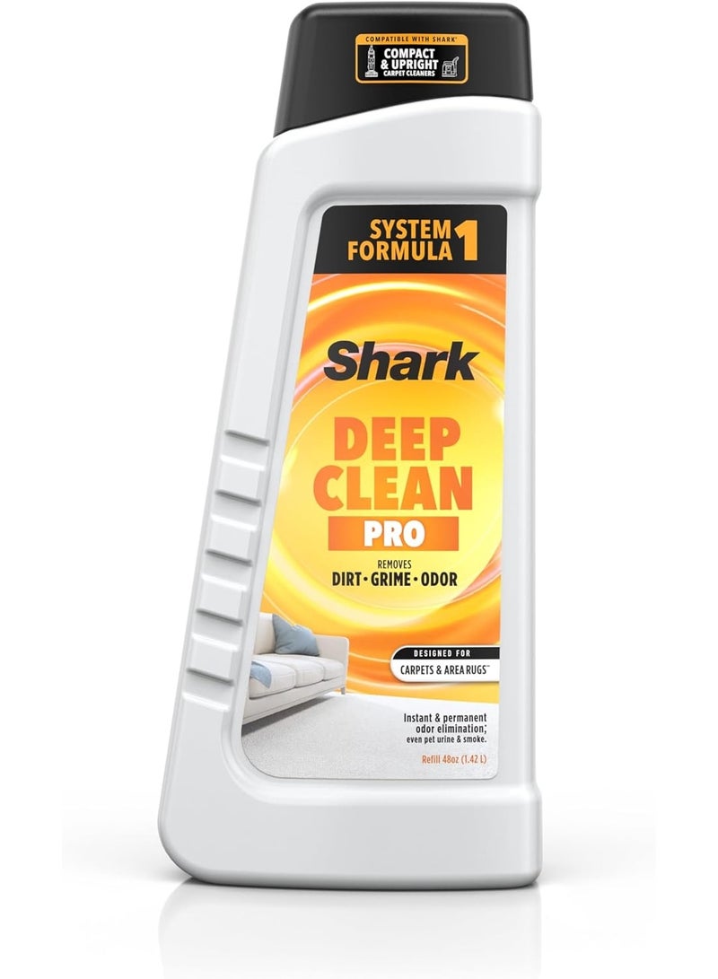Shark CarpetXpert Deep Clean Pro Formula for All Shark Upright & Portable Carpet Cleaners, Formulated for all Carpets, Upholstery & Area Rugs, Eliminates Tough Pet Messes and Odors, 48oz, EXCM48