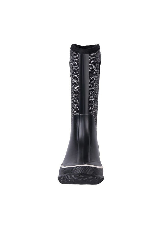 WTW Mid Calf Rain Boots for Women - Waterproof Insulated Neoprene Mud Boots Outdoor Hunting Garden Boots, White Plaid, 8 - Image 5