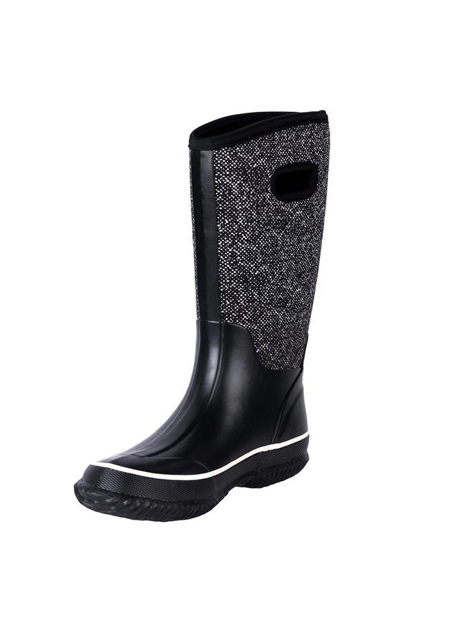 WTW Mid Calf Rain Boots for Women - Waterproof Insulated Neoprene Mud Boots Outdoor Hunting Garden Boots, White Plaid, 8 - Image 1