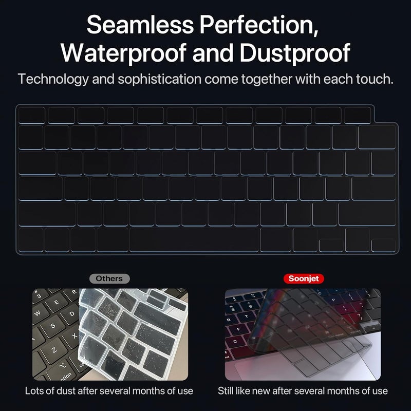 غطاء لوحة مفاتيح Soonjet متوافق مع MacBook Air 13 بوصة إصدار 2022 2021 2020 A2337 M1 A2179 شاشة Retina مع Touch ID ولوحة مفاتيح Magic مضيئة، غطاء لوحة مفاتيح واقٍ مقاوم للماء - Image 5