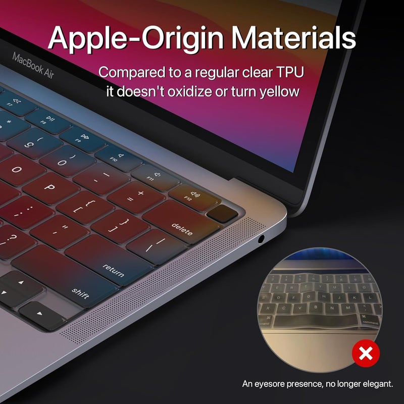 غطاء لوحة مفاتيح Soonjet متوافق مع MacBook Air 13 بوصة إصدار 2022 2021 2020 A2337 M1 A2179 شاشة Retina مع Touch ID ولوحة مفاتيح Magic مضيئة، غطاء لوحة مفاتيح واقٍ مقاوم للماء - Image 3
