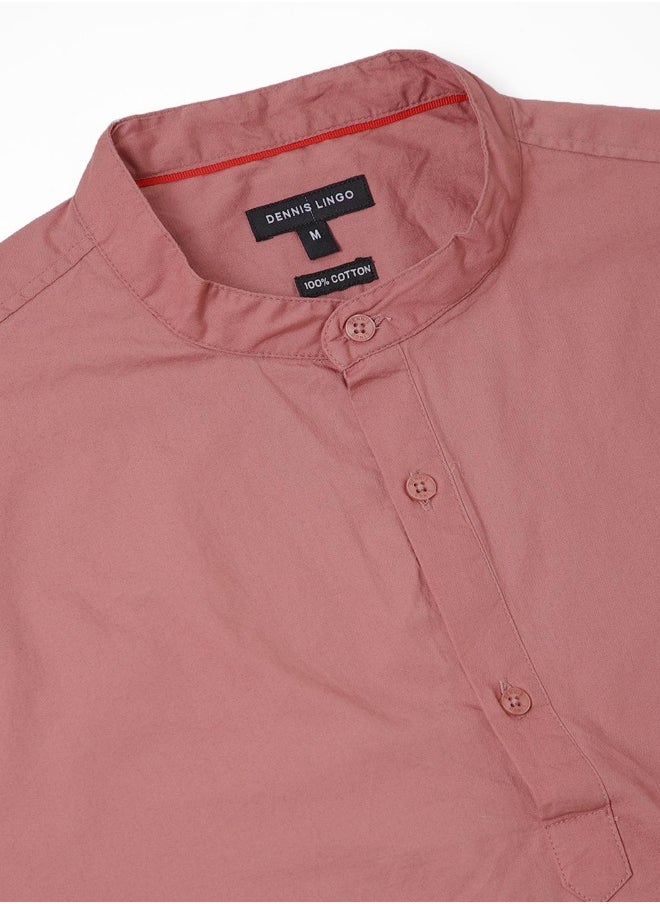 Slim Fit Pink Shirt for Men - 100% Cotton, Solid, Mandarin Collar, Full Sleeves, Casual Look - pzsku/Z6599B0D20B8C8DC022F5Z/45/_/1725397095/9dcbad0f-1cfa-45b8-b6ac-7a657a68f4ae