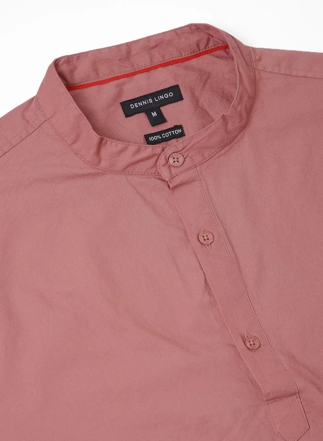Dennis Lingo Men's Pink 100% Cotton Solid Pattern Slim FiT-Shirt