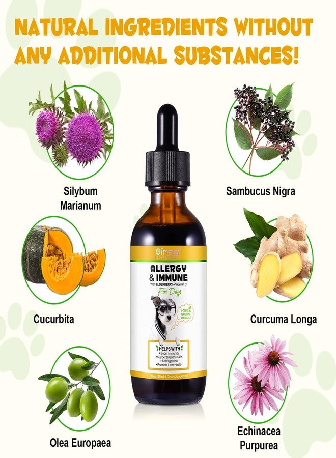 Uruses Allergy Relief Drops for Dogs, Dog Immune Support Supplement with Elderberry & Vitamin C, Liver Health Support，Herbal Drops for All Breeds & Sizes, Bacon Flavor, 2 Fl oz/60ml - Image 2