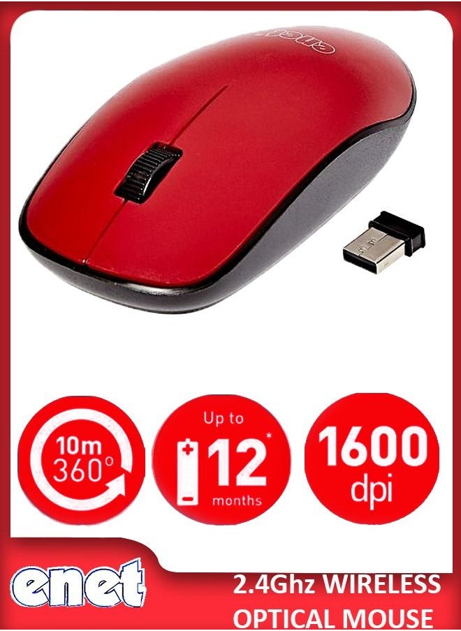 Enet Wireless Mouse 2.4Ghz Comfortable Click Mouse with USB Receiver 1600DPI High Precise Portable Mouse 10m Working Range for Laptop Chromebook MacBook Notebook PC  - Image 1