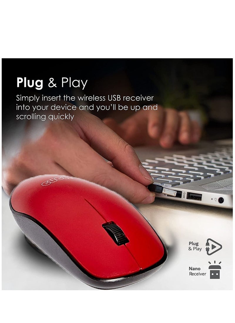 Wireless Mouse 2.4Ghz Comfortable Click Mouse with USB Receiver 1600DPI High Precise Portable Mouse 10m Working Range for Laptop Chromebook MacBook Notebook PC